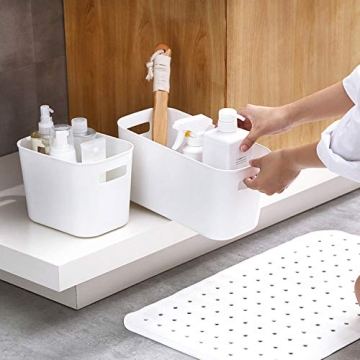 YOPAY White Plastic Storage Bins for Home & Office Organization