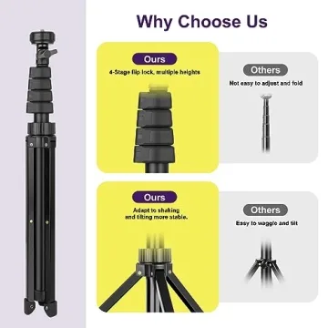 UBeesize 62" Phone Tripod & Selfie Stick, Camera Tripod Stand with Wireless Remote and Phone Holder,Compatible with iPhone Android Phone, Perfect for Selfies/Video Recording/Live Streaming Black