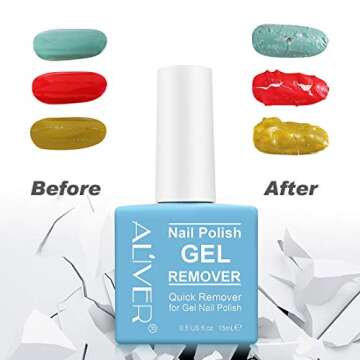 Gel Nail Polish Remover 1pcs, Professional Gel Polish Remover for Nails, No Need for Foil, Quick & Easy Polish Remover In 2-3 Minutes, No Need Soaking Or Wrapping-15ml