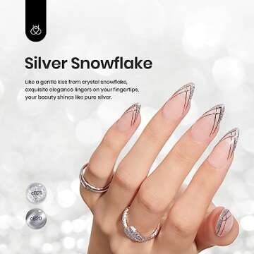 beetles Nail Art Gel Liner Polish- 2 Pcs Reflective Glitter Gel Nail Polish, Sliver Metallic Gel Liner Nail Polish Glitter Sparkle Chrome Effect Metal Painted Gel Nail Art Design Set