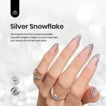 beetles Nail Art Gel Liner Polish- 2 Pcs Reflective Glitter Gel Nail Polish, Sliver Metallic Gel Liner Nail Polish Glitter Sparkle Chrome Effect Metal Painted Gel Nail Art Design Set