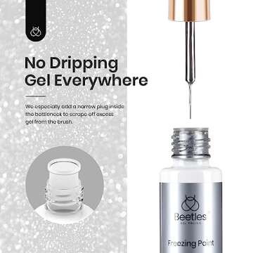 beetles Nail Art Gel Liner Polish- 2 Pcs Reflective Glitter Gel Nail Polish, Sliver Metallic Gel Liner Nail Polish Glitter Sparkle Chrome Effect Metal Painted Gel Nail Art Design Set