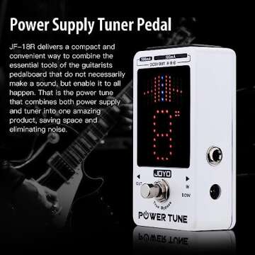 JOYO Power Supply Tuner Pedal with Isolated 8-Channel (2 at 500mA, 6 at 100mA) Low Noise DC 9V Outpu...