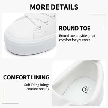 SERNIAL Womens White Platform Sneakers PU Leather Platform Shoes Walking Shoes for Women(White,US8)