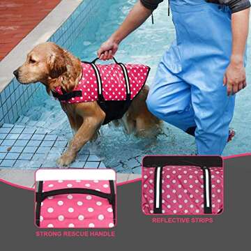 Doglay Dog Life Jacket, Dog Life Vest for Swimming Boating, Adjustable Puppy Life Jacket with Reflective Stripes, Superior Buoyancy Dog Swimming Vest for Small Medium and Large Dogs