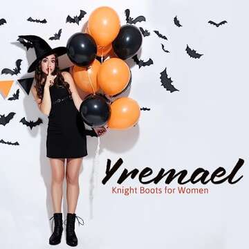 Yremael Women's Ankle Boots Victorian Boots Mid Calf Boots Round Toe Black Boots Chunky Heel Lace Up Witch Boots Knight Boots for Women