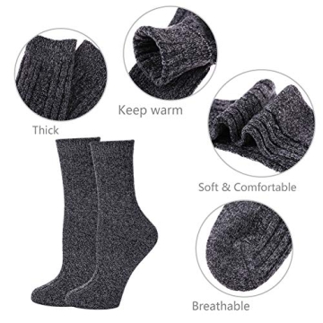 MQELONG Women's Soft Thick Winter Socks 5 Pack