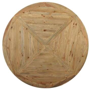 Modway Column 71" Rustic Farmhouse Pine Wood Round Kitchen and Dining Room Table, Brown