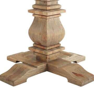 Modway Column 71" Rustic Farmhouse Pine Wood Round Kitchen and Dining Room Table, Brown