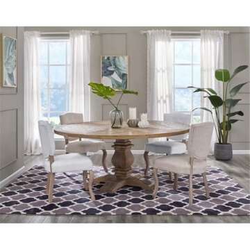 Modway Column 71" Rustic Farmhouse Pine Wood Round Kitchen and Dining Room Table, Brown