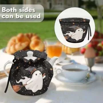 Generic Cute Ghost Teapot Dust Cover Insulated Breakfast Pot Kitchen Tea Cosy Tea Cozies with Cotton Keep Warm for Dining Room Coffee Table Desktop Decoration