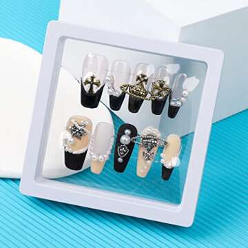 72 Pcs Cross Nail Art Charm Decoration 3D Metal Punk Vintage Nail Accessories for Women DIY Nail Des...