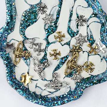 72 Pcs Cross Nail Art Charm Decoration 3D Metal Punk Vintage Nail Accessories for Women DIY Nail Designs Supplies (Retro Silver Gold)