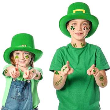 FAMYGFT St Patricks Day Temporary Tattoos for Kids and Adults