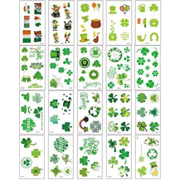 FAMYGFT St Patricks Day Temporary Tattoos for Kids and Adults