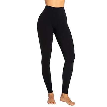 Sunzel Workout Leggings for Women, Tummy Control Compression Workout Gym Yoga Pants, No Front Seam & High Waist 26" Black Medium