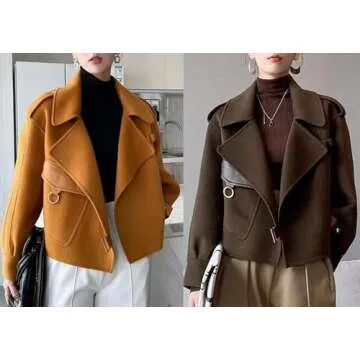 Stylish UTCoco Women Cropped Wool Coat for Fall