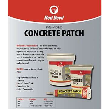 Red Devil 0644 Pre-Mixed Concrete Patch, 1 Quart, Pack of 1, Gray