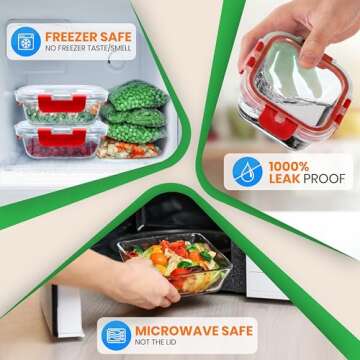 NutriChef 24pcs Glass Food Storage Containers, (12 Stackable Heavy Duty Meal Prep Containers w/ 12 Airtight Lids), Microwave, Freezer, & Dishwasher Safe for Food, Snacks, Fruit & More, (Red)