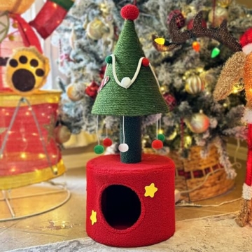 YITAHOME 32" Christmas Cat Tree Tower with Scratching Post & Condos