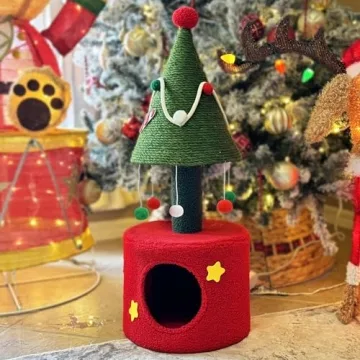 YITAHOME 32" Christmas Cat Tree Tower with Scratching Post & Condos