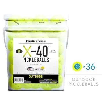 Franklin Sports X-40 Yellow Outdoor Pickleballs - USAPA Regulation Size - 36 Pack Bulk Set