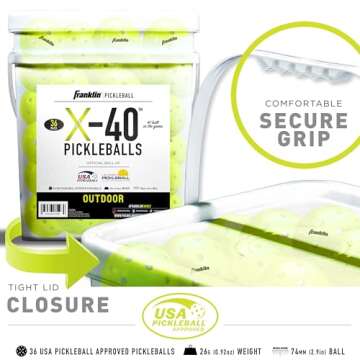 Franklin Sports X-40 Yellow Outdoor Pickleballs - USAPA Regulation Size - 36 Pack Bulk Set