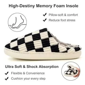 Kissxiaoya Cozy Unisex House Slippers - Memory Foam & Plaid