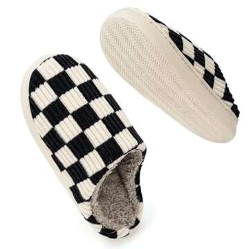 Kissxiaoya Cozy Unisex House Slippers - Memory Foam & Plaid