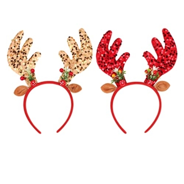 Twinfree 2 Pcs Christmas Antlers Headbands for Parties