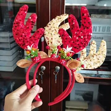 Twinfree 2 Pcs Christmas Antlers Headbands for Parties