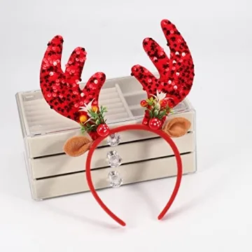 Twinfree 2 Pcs Christmas Antlers Headbands for Parties