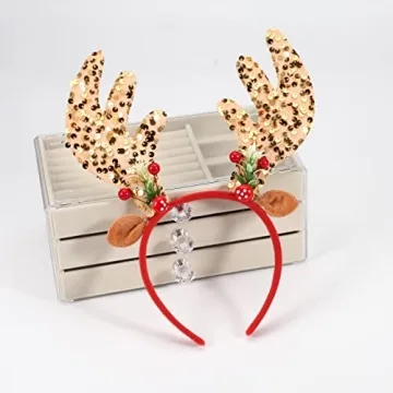 Twinfree 2 Pcs Christmas Antlers Headbands for Parties
