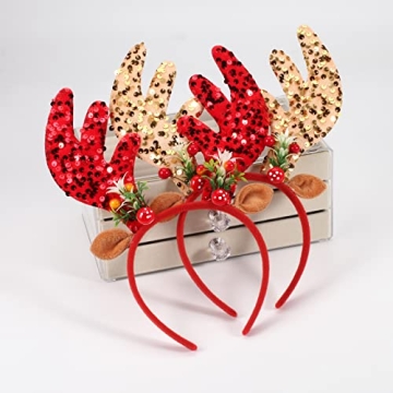 Twinfree 2 Pcs Christmas Antlers Headbands for Parties