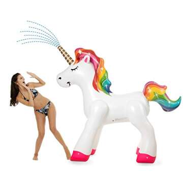 VICKEA Large Inflatable Rainbow Unicorn Sprinkler, Water Sprinklers Toys for Summer Party Fun