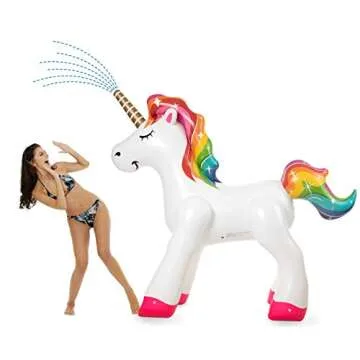 VICKEA Large Inflatable Rainbow Unicorn Sprinkler, Water Sprinklers Toys for Summer Party Fun