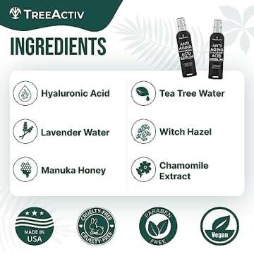 Anti-Aging Hyaluronic Acid Serum for Face 2 oz, Hydrating Wrinkle Repair Serum for Skin Care, Pure Hyaluronic Acid Face Serum for Women, Oil-Free Anti-Aging Serum for Advanced Skin Repair TreeActiv