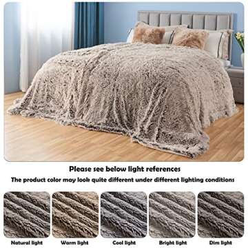 GONAAP Fuzzy Faux Fur Throw Blanket Frosty Brown Super Soft Cozy Plush Fuzzy Shaggy Blanket for Couch Sofa Bed (Frosty Brown, Throw(50"x60"))