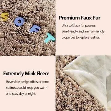 GONAAP Fuzzy Faux Fur Throw Blanket Frosty Brown Super Soft Cozy Plush Fuzzy Shaggy Blanket for Couch Sofa Bed (Frosty Brown, Throw(50"x60"))