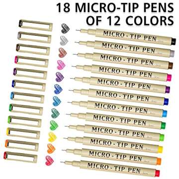 Shuttle Art 18-Pack Micro-line Pens - 11 Waterproof Archival Ink Colors in 0.3MM Felt Tip & 7 Blacks...