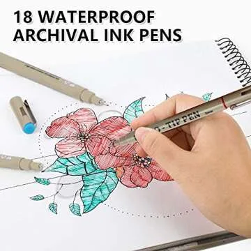 Shuttle Art 18-Pack Micro-line Pens - 11 Waterproof Archival Ink Colors in 0.3MM Felt Tip & 7 Blacks in 0.15-0.5MM For Journaling, Illustrating & Drawing