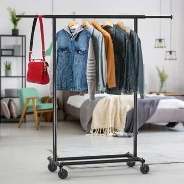 Heavy Duty Clothing Rack with Extendable Rods for Storage