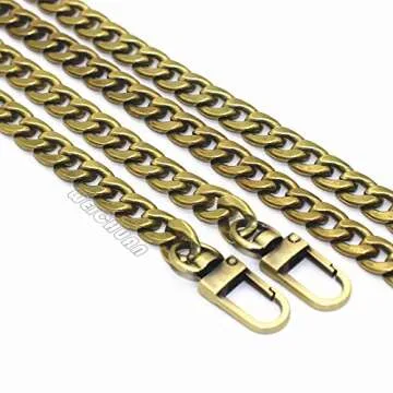 WEICHUAN 47" DIY Iron Flat Chain Strap Handbag Accessories Purse Shoulder Cross Body Replacement Straps, with Metal Buckles (Bronze)
