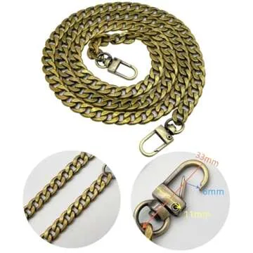 WEICHUAN 47" DIY Iron Flat Chain Strap Handbag Accessories Purse Shoulder Cross Body Replacement Straps, with Metal Buckles (Bronze)