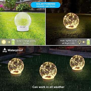 LENONE Floating Pool Lights Solar Powered, 6.5 Inch Warm White Light Up Solar Pool Lights That Float...