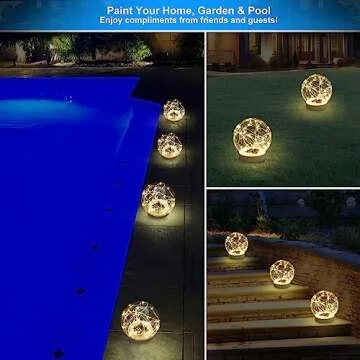 LENONE Floating Pool Lights Solar Powered, 6.5 Inch Warm White Light Up Solar Pool Lights That Float, Waterproof Solar Globe Lights for Pool, Updated Floating Pool Balls for Patio Party Decor(2 Piece)