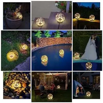 LENONE Floating Pool Lights Solar Powered, 6.5 Inch Warm White Light Up Solar Pool Lights That Float, Waterproof Solar Globe Lights for Pool, Updated Floating Pool Balls for Patio Party Decor(2 Piece)