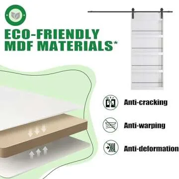 BARNER HOME 84'' Double Sliding Barn Door - Shelf Style, Primed MDF & 6.9 ft Hardware