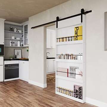 BARNER HOME 84'' Double Sliding Barn Door with Shelf Style