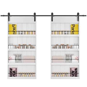 BARNER HOME 84'' Double Sliding Barn Door with Shelf Style